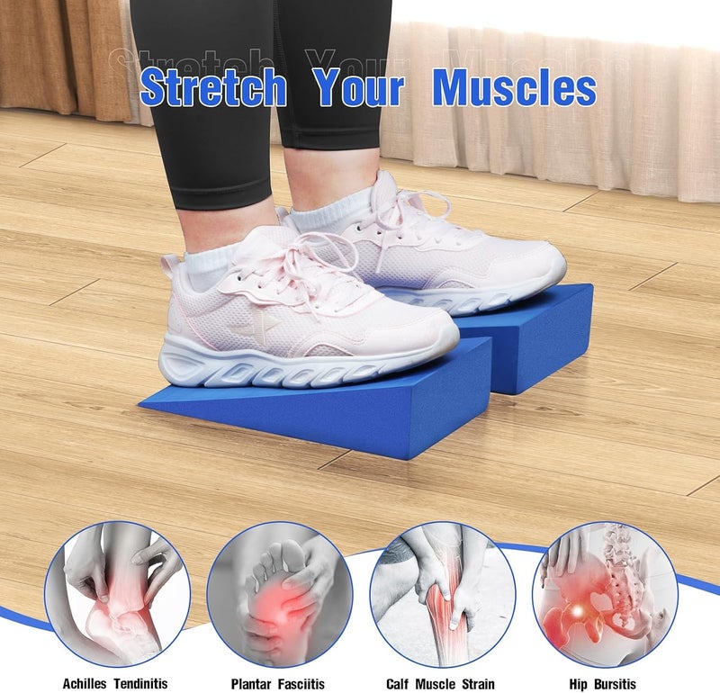 Inlisy Foam Wedge Slant Board, 2-pcs Update Calf Stretcher, Squat Wedges for Yoga, Foot Rehabilitation and Stretching, and Physical Therapy - Image 3